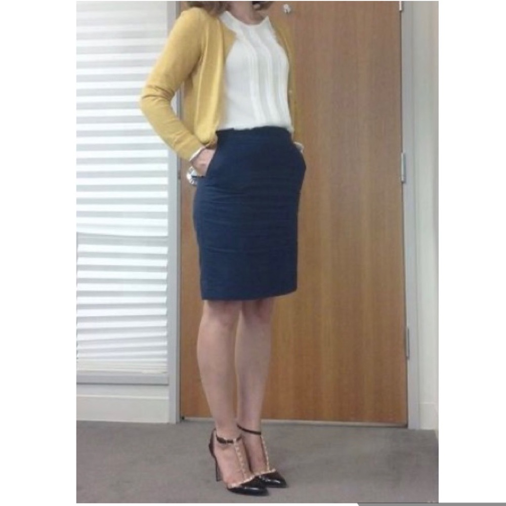 Balenciaga Paris navy pencil skirt